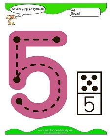 5 Rakamı Çizgi Çalışmaları Çalışma Sayfaları